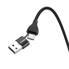 Кабель Baseus Dual Output Cafule 2-in-1 Fast Charging Data Cable USB + Type-C to Lightning 18W 1m Черный