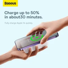 УМБ Baseus Magnetic Mini Wireless Fast Charge 2in1 20000mAh 20W 3A QC3.0+PD3.0 з Бездротовою зарядкою Qi 15W Білий