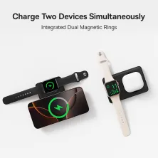 УМБ Baseus EnerFill FT11 Qi Magnetic 10000mAh 27W с зарядкой для Apple Watch и функцией MagSafe и Qi 15W Черный