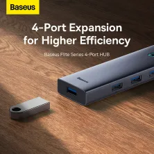 USB-хаб Baseus 4in1 UltraJoy 4-Port Type-A HUB Adapter Type-A to USB3.0*4 Сірий