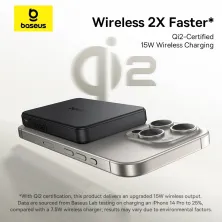 УМБ Baseus Airpow 2 Qi2 Magnetic 10000mAh 22.5W QC3.0+PD3.0 с функцией MagSafe и Qi2 15W Чорний