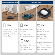 Бездротовий зарядний пристрій Baseus Swan 2in1 Magnetic з функцією MagSafe і Qi 20W та адаптером QC3.0 Чорний