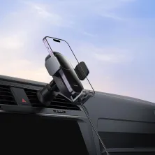 Беспроводное автомобильное зарядное устройство Baseus LightChaser Wireless Charging Electric Car Mount с технологией Qi 15W Черный