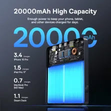 УМБ Baseus Blade H1 20000mAh 100W с технологией QC3.0+PD3.0 + кабель Type-C to Type-C 100W 20V/5A 1м Черный