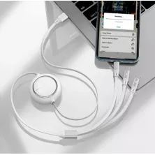 Кабель Baseus Bright Mirror Retractable 3-in-1 Fast Charging Data Cable USB to Lightning+Type-C+MicroUSB 3.5А 1.2m Белый