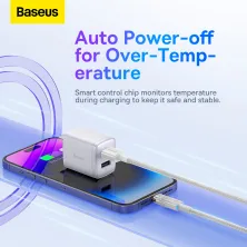 Кабель Baseus Explorer Series with Smart Temperature Control Fast Charging Data Cable USB to Lightning 2.4A 1m Білий