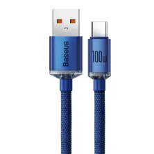 Кабель Baseus Crystal Shine Series Fast Charging Data Cable USB to Type-C 100W 20V 5A 1.2m Синій