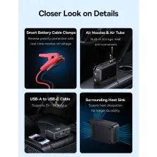 Пускозарядное устройство Бустер Baseus Super Energy 4in1 12V 6000mAh 600A с функцией Павербанка 5V/3A и Компрессора Черный
