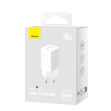 Сетевое зарядное устройство Baseus GaN5 Pro PD3.0 40W 2Type-C 3A Белый