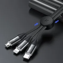 Кабель Baseus Car Co-sharing Cable 3-in-1 Fast Charging Data Cable USB to Lightning+Type-C+MicroUSB 3.5А 1m Черный