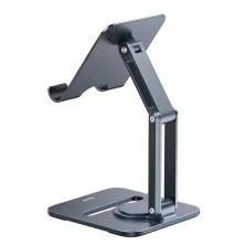 Підставка для телефона і планшета настільна Baseus Desktop Biaxial Foldable Metal Stand for Tablets обертання 360° Сірий