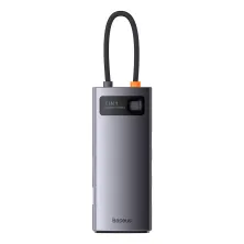 USB-хаб Baseus 7in1 Metal Gleam -Port Type-C HUB Adapter Type-C to USB3.0*3, Type-C(PD)*1, 4KHDMI, VGA, RJ45 Сірий