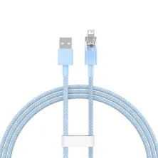 Кабель Baseus Explorer Series with Smart Temperature Control Fast Charging Data Cable USB to Lightning 2.4A 1m Блакитний