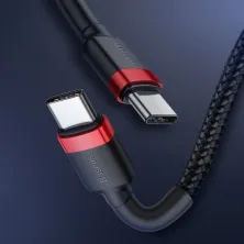 Кабель Baseus Cafule Flash Charging Data Line Cable Type-C to Type-C PD 2.0 QC 3.0 60W 20V 3A 1m Чорно-Червоний