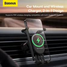 Бездротовий автомобільний зарядний пристрій Baseus Stable Gravitational Wireless Charging Car Mount Pro з технологією Qi 15W Чорний