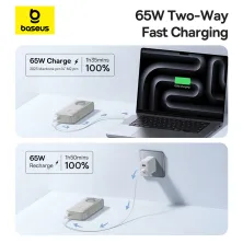 УМБ Baseus Free2Pull with Retractable Cable 20000mAh 65W с технологией QC3.0+PD3.0 и Type-C кабелем 60W Серый