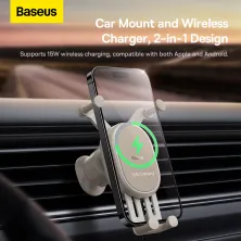 Бездротовий автомобільний зарядний пристрій Baseus Stable Gravitational Wireless Charging Car Mount Pro з технологією Qi 15W Білий
