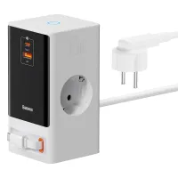 Сетевое зарядное устройство Baseus GaN5 PowerCombo Digital PowerStrip 65W 2AC+USB+Type-C + кабель Baseus Type-C to Type-C 100W 20V/5A 1м Белый