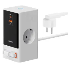 Сетевое зарядное устройство Baseus GaN5 PowerCombo Digital PowerStrip 65W 2AC+USB+Type-C + кабель Baseus Type-C to Type-C 100W 20V/5A 1м Белый
