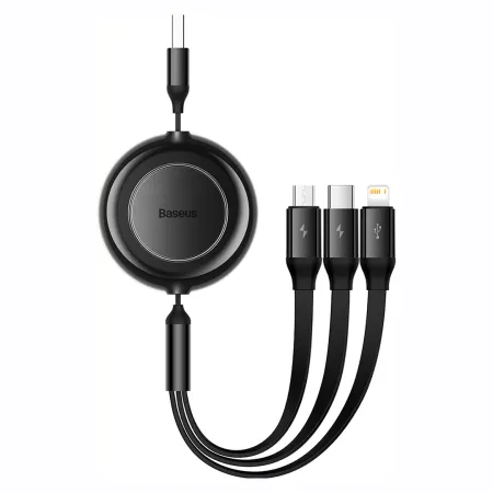 Кабель Baseus Bright Mirror 2 Series Retractable 3-in-1 Fast Charging Data Cable USB to Lightning+Type-C+MicroUSB 3.5А 1.1m Черный