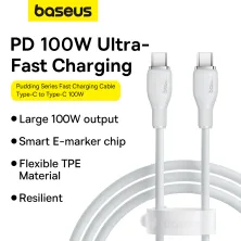 Кабель Baseus Pudding Series Fast Charging Data Cable Type-C to Type-C 100W 20V 5A 2m Білий