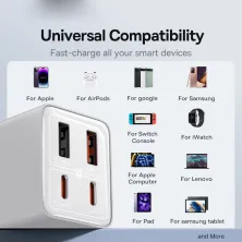 Мережевий зарядний пристрій Baseus GaN6 Pro 65W 2USB+2Type-C + кабель Baseus Type-C to Type-C 100W 20V/5A 1м Білий