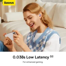 Бездротові Bluetooth навушники Baseus Bowie WM05 з функцією шумозаглушення ANC Фіолетовий