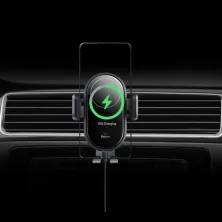 Беспроводное автомобильное зарядное устройство Baseus LightChaser Wireless Charging Electric Car Mount с технологией Qi 15W Черный
