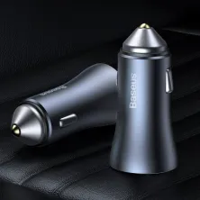 Автомобильное зарядное устройство Baseus Golden Contactor Pro Dual Quick Charger Car Charger 40W USB+Type-C + Кабель Type-C to Lightning 1м Серый