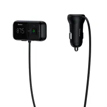 AUX/FM-трансмиттер Baseus S-16 MP3 VAW авто адаптер ресивер магнитолы 2USB 3.1A Черный