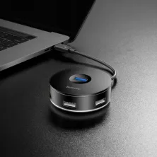USB-хаб Baseus 5in1 Round Box HUB Adapter Type-C to USB3.0, USB2.0*3, Micro USB Сірий