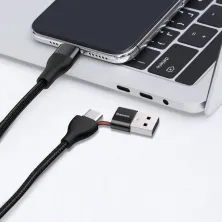 Кабель Baseus Dual Output Cafule 2-in-1 Fast Charging Data Cable USB + Type-C to Lightning 18W 1m Черный