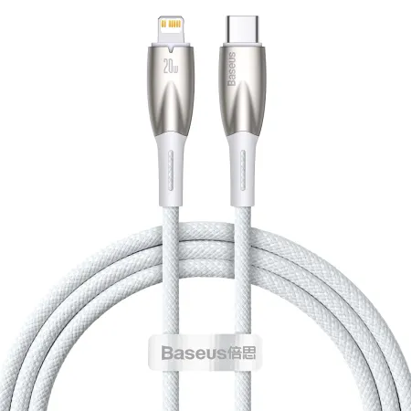 Кабель Baseus Glimmer Series Fast Charging Data Cable Type-C to Lightning PD 20W 1m Білий