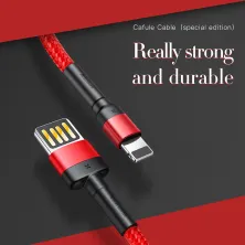 Кабель Baseus Cafule Cable Special Edition USB to Lightning 2.4A 1m Чорно-Червоний