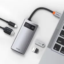 USB-хаб Baseus 4in1 Metal Gleam 4-Port Type-C HUB Adapter Type-C to USB3.0*1, USB2.0*1, Type-C(PD)*1, 4KHDMI Серый