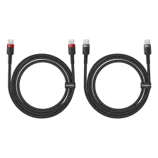Кабель Baseus Cafule Flash Charging Data Line Cable Type-C to Type-C PD 2.0 QC 3.0 100W 20V 5A 1m Набор 2 шт Черный