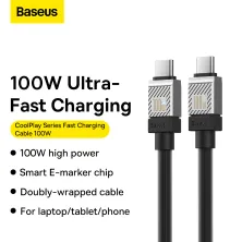 Кабель Baseus CoolPlay Series Fast Charging Data Cable Type-C to Type-C 100W 20V 5A 2m Чорний