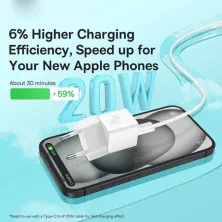 Сетевое зарядное устройство Baseus GaN5 Mini Fast Charger 1C PD3.0 20W Type-C 3A + кабель Baseus Type-C to Type-C 100W 20V/5A 1м Белый
