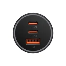 Автомобильное зарядное устройство Baseus Golden Contactor Pro Triple Fast Charger Car Charger 65W USB+2Type-C Серый