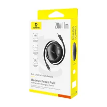 Кабель Baseus Free2Pull Retractable Fast Charging Data Cable Type-C to Lightning PD 20W 1m Чорний
