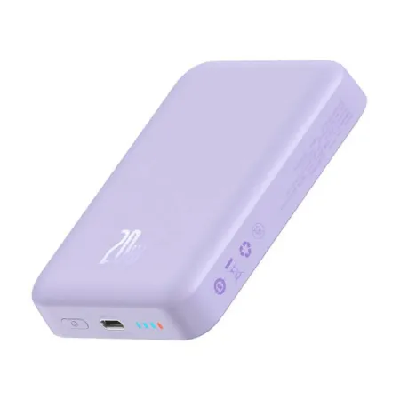 УМБ Baseus Magnetic Mini Wireless Fast Charge 2in1 10000mAh 20W 2.4A QC3.0+PD3.0 з Бездротовою зарядкою Qi 15W Фіолетовий