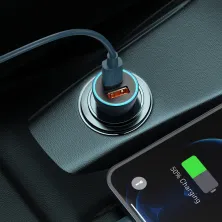 Автомобільний зарядний пристрій Baseus Golden Contactor Pro Dual Quick Charger Car Charger 40W USB+Type-C Блакитний