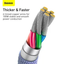 Кабель Baseus Crystal Shine Series Fast Charging Data Cable USB to Type-C 100W 20V 5A 2m Фіолетовий