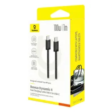 Кабель Baseus Dynamic 4 Series Fast Charging Data Cable Type-C to Type-C 100W 20V 5A 1m Чорний