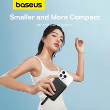 УМБ Baseus Magnetic Mini Wireless Fast Charge 10000mAh 20W 2.4A QC3.0+PD3.0 з функцією MagSafe та Qi 15W і iP 20W кабелем Чорний
