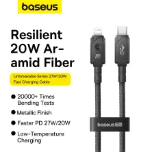 Кабель Baseus Unbreakable Series Fast Charging Data Cable Type-C to Lightning PD 20W 2m Чорний