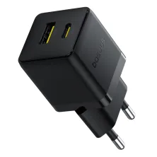 Мережевий зарядний пристрій Baseus Palm Fast Charger QC3.0+PD3.0 30W USB+Type-C 3A + Кабель Type-C to Type-C 60W 20V/3A 1м Чорний