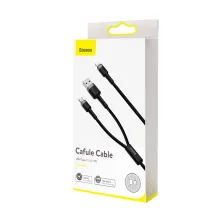 Кабель Baseus Dual Output Cafule 2-in-1 Fast Charging Data Cable USB + Type-C to Lightning 18W 1m Черный