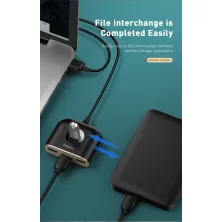 USB-хаб Baseus 5in1 Square Round HUB Adapter Type-A to USB3.0, USB2.0*3, Micro USB кабель 1м Чорний