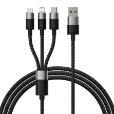 Кабель Baseus StarSpeed 3-in-1 Fast Charging Data Cable USB to Lightning+Type-C+MicroUSB 3.5А 0.6m Чорний